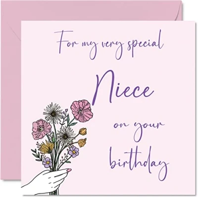 Imagen de Stuff4 Bonitas tarjetas de cumpleaños para sobrina, flores cumpleaños, tarjeta feliz sobrina tía, tío, regalos especiales felicitación