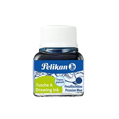 Imagen de Pelikan 248500 Tinta China 523 10, 10 ml en vidrio, se puede usar papel, tarjetas de dibujo y películas opacas, azul Prusia