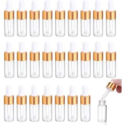 Imagen de 25 mini Pipetas de 3 ml Botella Cuentagotas vidrio Transparente con Pipeta Muestra Contenedor Portátil para Perfumes y Aceites Esenciales