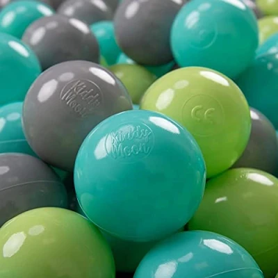 Imagen de KiddyMoon 700 ∅ 7Cm Bolas Colores De Plástico para Piscina Niños, Verde Claro/Turquesa Claro/Gris