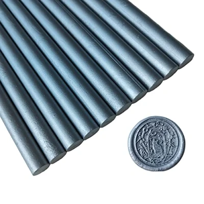Imagen de 10 varillas de cera sellado plata para sello cera, barras AMTOL pistola pegamento, ideal invitaciones boda,sobres tarjetas, envoltura regalo.