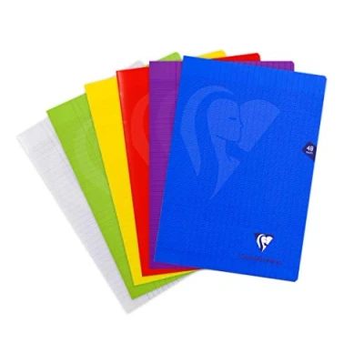 Imagen de Clairefontaine 303101C Cuaderno grapado Mimesys, A4, 21 x 29, 7 cm, 48 páginas, azulejos grandes, papel blanco, 90 g, cubierta de poliuretano color aleatorio