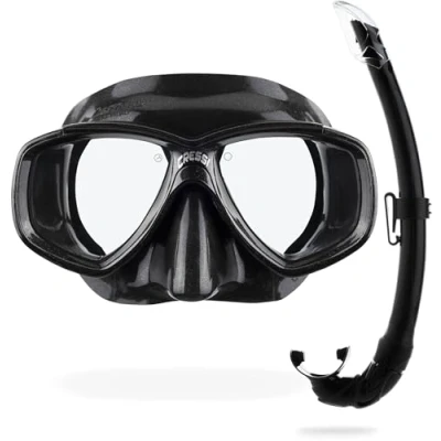 Imagen de Cressi Perla Mare Conjunto Combinado de máscara Buceo y Snorkel, Unisex Adulto, Negro, Talla única