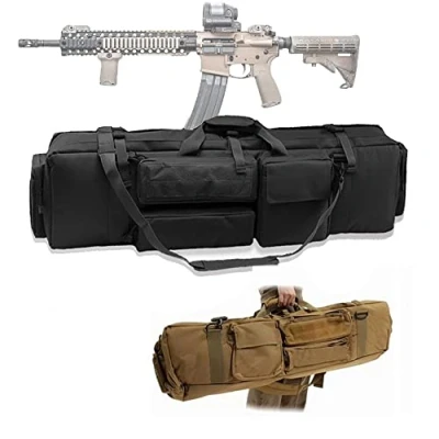 Imagen de Estuche para Rifle Doble Bolsa de Caza Suave Táctica Bolsas Pistola Al Aire Libre M249 Mochila Fusil Airsoft Escopeta con Almacenamiento y Cargador ( Color : Negro )