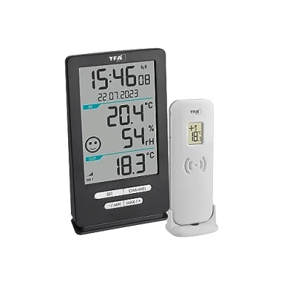 Imagen de TFA Dostmann Xena Home 30.3074.10 Termómetro inalámbrico para exterior e interior, control del clima con sensor exterior, valores máximos mín., temperatura, humedad (antracita)