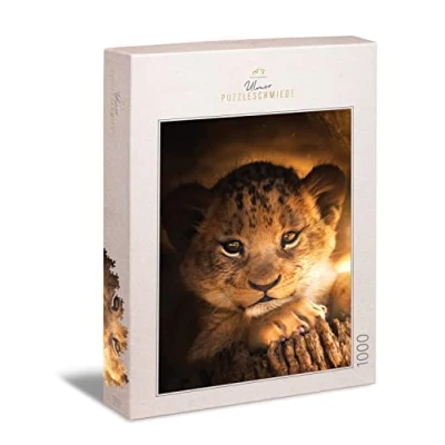 Imagen de Ulmer Puzzleschmiede Puzzle Pequeño príncipe Precioso puzle de Animales 1000 Piezas El león mira la luz del Sol en África Gato depredador como Cuento Hadas