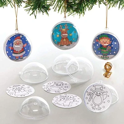 Imagen de Baker Ross AX478 Bolas Navideñas Para Colorear Paquete De 8, Manualidades Niños, Ideal La Escuela, Grupos Manualidades, Escuela Dominical, Caseras