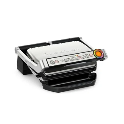 Imagen de Moulinex Optigrill+ Parrilla eléctrica de interior, ideal para cocinar carne, pescado y verduras, indicador cocción 6 programas automáticos, placas antiadherentes, GI712D