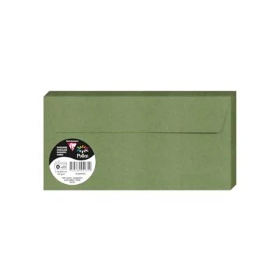 Imagen de Clairefontaine 5075C Paquete de 20 sobres autoadhesivos Formato DL 11 x 22 cm 120 g/m² Color verde salvia Invitación para eventos y correspondencia Gama Polen Papel premium liso