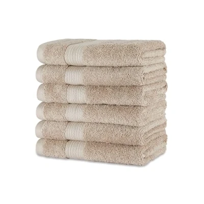 Imagen de Amazon Basics Toalla de Manos algodón orgánico Resistente a la decoloración, Paquete 6, 41 x 66 cm, Gris Pardo