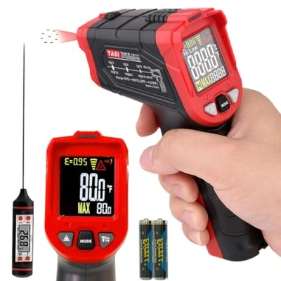 Imagen de Termómetro Infrarrojo, Pistola de Temperatura Láser Digital Sin Contacto 37F 932F ( 32C～400C) Ajuste Emisividad para Industrial Cocina Barbacoa Congelador Hornear 50C～880C)