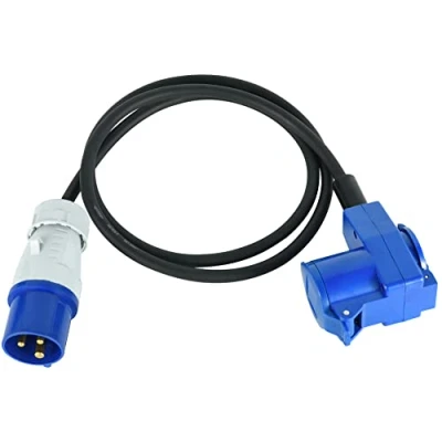 Imagen de Electraline 46150 Extensión de Goma Industrial 1.5M H07RN F 1.5M, 1 toma Schuko + CEE, Enchufe CEE industrial, Adecuado para Camper, Camping, Caravana, Barco, Construcción, IP44, Negro