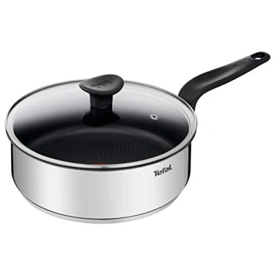 Imagen de Tefal Primary Sartén de 24 cm con tapa cristal, acero inoxidable primera calidad, revestimiento antiadherente sano, inducción E3093204