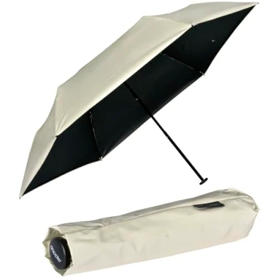 Imagen de doppler Paraguas plegable Zero 99 Peso de sólo gramos Estable Resistente al viento 21 cm, Macadamia Beige black Protección UV, 90 cm