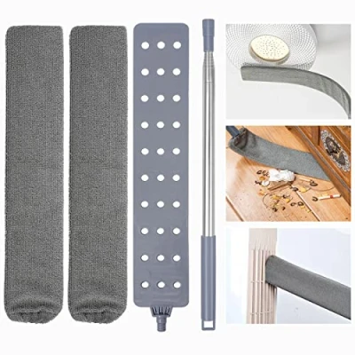 Imagen de Plumero telescópico, Cepillo de Polvo Noche con Mango Acero Inoxidable, Flexible Lavable para Limpiar sofá Cama, Coches, Esquinas y Muebles