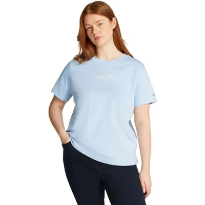 Imagen de Tommy Hilfiger Curve Script TEE Camiseta estampada, Mujer, Talla: 48, Breezy blue