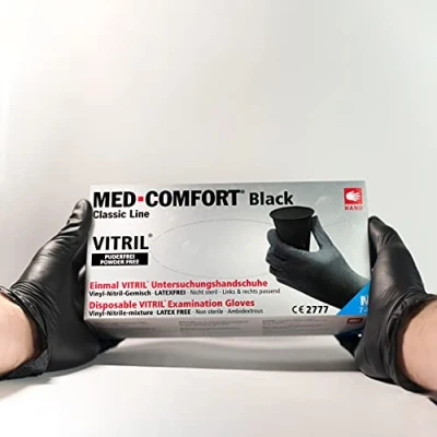 Imagen de L+D 14684 HM Guantes de goma negro 8 Vinilo, Nitrilo