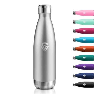 Imagen de Garrafa Termica 500ml, A Prueba de Fugas, Botella Agua Acero Inoxidable sin BPA, Termo Reutilizable, con Doble Pared para Oficina, Escuela, Deporte, Senderismo, Aire Libre