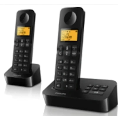 Imagen de Philips teléfono fijo D2652B/01 Dual doméstico con contestador automático pantalla de 1&#039;6 pulgadas agenda telefónica reconocimiento del número llamada números marcación rápida negro