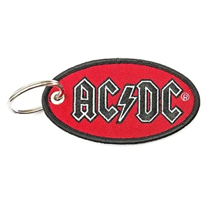 Imagen de AC/DC Llavero Keychain Oval Classic Band Logo Patch Nuevo Oficial Rojo