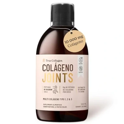 Imagen de True Collagen Joints I Colágeno marino (Tipo I, II y III) Glucosamina, MSM, Condroitina, Cúrmica Vitamina C, B12, D Sin azúcar