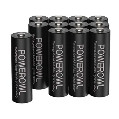 Imagen de POWEROWL Pilas AA Recargables Alta Capacidad 2800mAh 1.2V NI MH Diámetro 14.4mm Baja Autodescarga (12 Piezas)