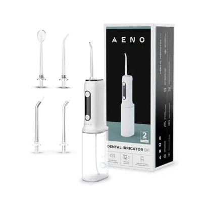 Imagen de AENO Irrigador Dental DI1 12 Bucal Inalámbrico con Escenarios, 4 Modos &amp; 3 Intensidades 85 Días de Autonomía, Depósito 200 ml, Estuche Viaje Encías Ortodoncia Blanco