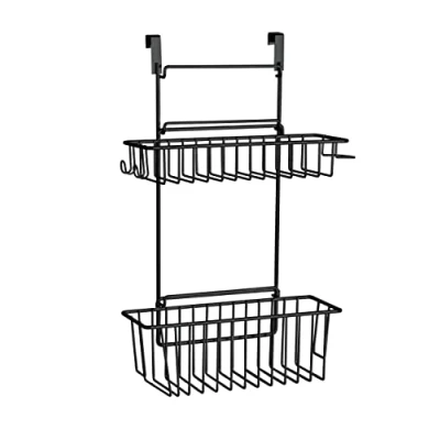 Imagen de Wenko Cesta Colgante Flexi, 2 Niveles, Organizador para Colgar en cajones o Puertas de Armario, Cuarto baño y Cocina, sin taladrar, Metal con Recubrimiento Polvo, 32 x 47 12,5 cm, Negro