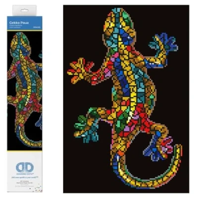 Imagen de Diamond DOTZ Painting de Animales. Cuadro Diamantes 5D Gekko Paua Salamandra Multicolor. Kit Completo Pintura con 41.00 x 27.00 cm