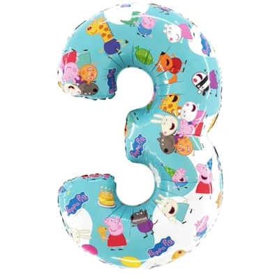 Imagen de Toyland® Globo de papel aluminio con números Peppa Pig, George &amp; Friends 26 pulgadas, globos fiesta para niños, número 1 6 disponible