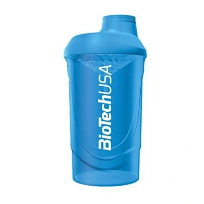 Imagen de BioTechUSA Wave Shaker Botella Mezcladora 100% a Prueba de Fugas Mezcla Mejorada Duradera y Segura Fácil Usar Limpiar, 600 ml, Azul