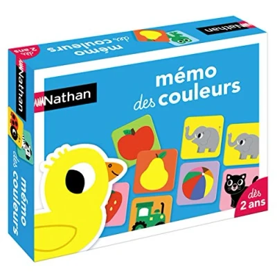 Imagen de Nathan Memo Des Colors Juego Educativo para Combinar imágenes y Colores a Partir de 2 años, Multicolor (Diset 31616)