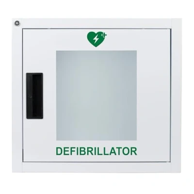 Imagen de MedX5 Caja de pared metal para desfibrilador universal uso en interiores con letrero ubicación del desfibrilador, cerradura