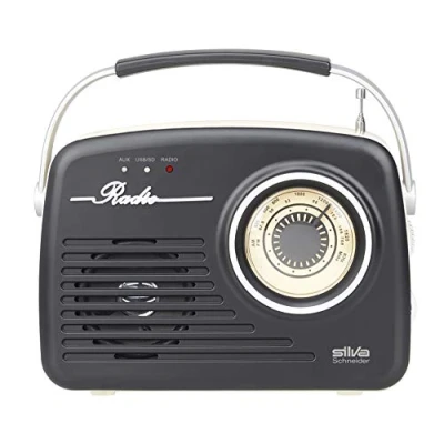 Imagen de Silva Schneider Mono 1965 Radio con asa, funciona pilas o conectándola a la red, color negro