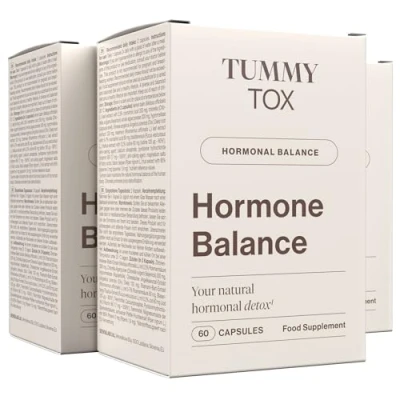 Imagen de Hormone Balance Vitamina B6, Chlorella, Yodo, Romero, Pimienta Negra, Melisa Estrogenos Femeninos 180 Cápsulas Veganas para 3 Meses Tummy Tox