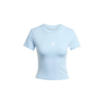 Imagen de adidas Sportswear Essentials Stripes SLIM Camiseta estampada Glow blue white, Mujer, Talla: XS, white