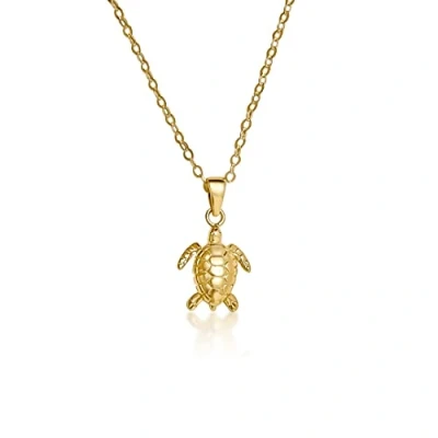 Imagen de Mary &amp; Jules cadena de tortuga Plata ley 925 chapada en oro, oro para mujer con colgante tortuga, reciclada, mujeres y niñas, 45 cm,