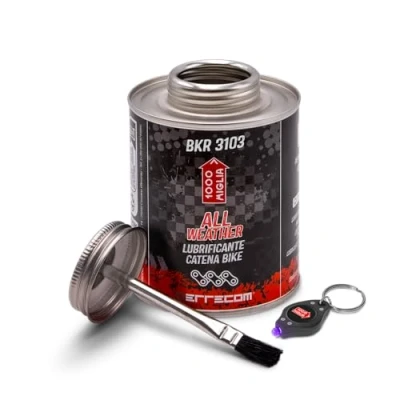 Imagen de Errecom 1000 Miglia BKR 3103 Lubricante para cadenas de bicicletas All Weather 400 ml, todas las estaciones y condiciones climáticas, tarro in One con cepillo incluido