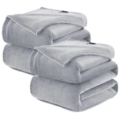 Imagen de WAVVE 2 Piezas Manta Franela para Cama 90, 2pcs Sofá 150x200 cm, de Microfibra, Suave, Cálida, Transpirable (Gris Claro)