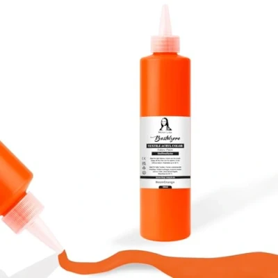 Imagen de Tinte para tela de 500 ml. Pintura textil resistente al lavado. color camiseta tejidos claros. Lavable a máquina, textil, (naranja neón)