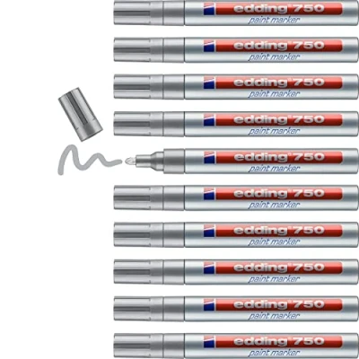Imagen de Rotulador edding punta fibra 750 plata redonda 2 4 mm