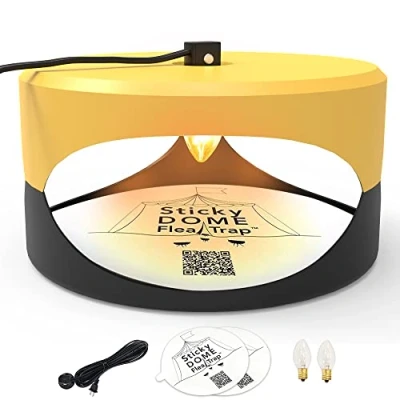 Imagen de Yellow and Dark Gray ASPECTEK Trapest Sticky Dome Flea Bed Bug Trap with 2 Glue Discs. Odorless Cleaner Killer Pad