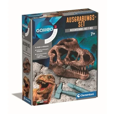 Imagen de Clementoni Galileo Discovery 59329 Kit de excavación cráneo gigante del T Rex, dinosaurio Fosiles como juguete para niños a partir 7 años