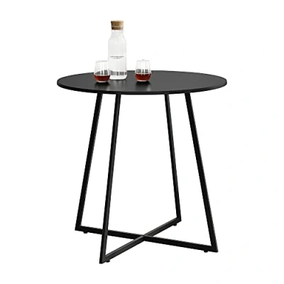 Imagen de Mesa de Comedor Vaggeryd 78 x 80 cm Metal y MDF en Negro Alta Estilo Minimalista Redonda