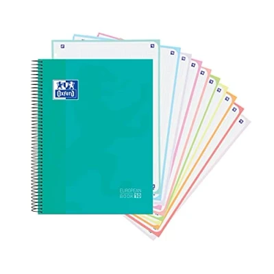 Imagen de Oxford, Cuaderno A4 cuadrícula 5x5, tapa dura, 10 bandas color, 150 hojas microperforadas, color ice mint