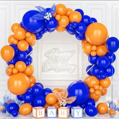 Imagen de Teselife Arco Globos Naranja y Azul, 119Piezas Kit Guirnalda Globo Azul Oscuro Niña Niño Hombres Mujer Baby Shower Cumpleaños Boda Comprometimo Aniversario Graduación Valentín Mascarada Deco