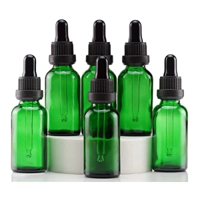 Imagen de YIZHAO Verde Frasco Cuentagotas Cristal 30ml, con Goteros Cristal, para Aceite Esencial, Laboratorio, Aromaterapia, Fragancia, Masaje, Cosméticos, Viajes 6Pcs
