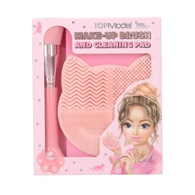 Imagen de Depesche 13253 TOPModel Beauty and Me Set de Belleza en Rosa, Maquillaje y Alfombrilla para Limpiar brochas Forma Gato, Multicolor, One Size