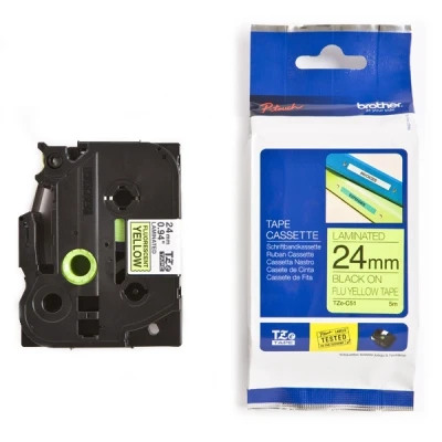 Imagen de Brother TZE C51 Cinta fluorescente, color negro y amarillo