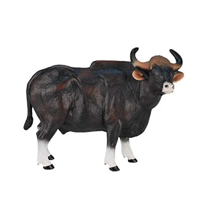 Imagen de Mojo Ganado Gaur de Animal Planet Coleccionable y Educativo Ideal para Proyectos Diorama Escolar Detallado Fiel a la Vida, Negro, Tamaño Único, Material Caucho